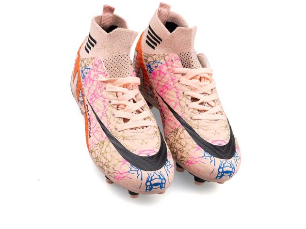 Air Laliga 565 Garson Krampon Çoraplı - Somon/Siyah/Desenli - 2