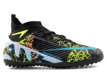 Air Laliga 600 Filet Halısaha Çoraplı - Siyah/Turkuaz/Desenli - 1