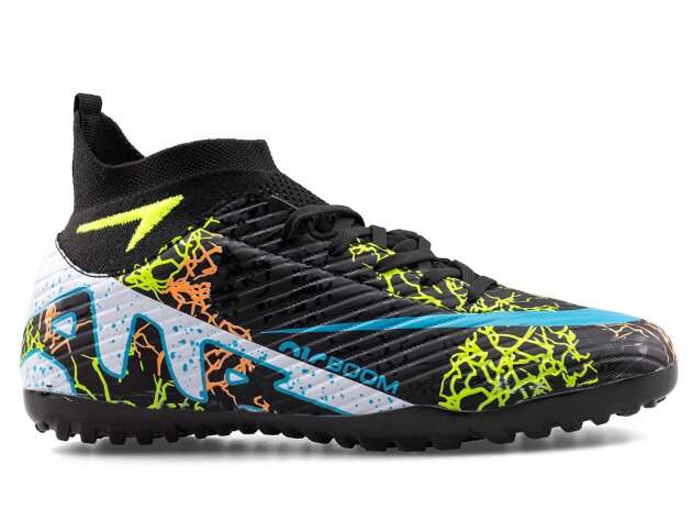 Air Laliga 600 Filet Halısaha Çoraplı - Siyah/Turkuaz/Desenli - 1