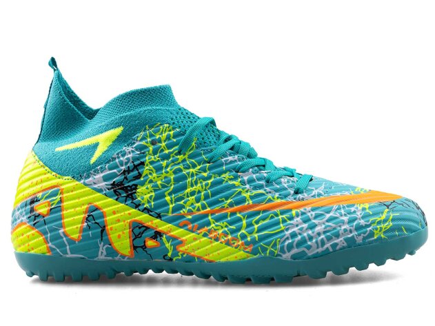 Air Laliga 600 Filet Halısaha Çoraplı - Turkuaz/Altın/Desenli - 1