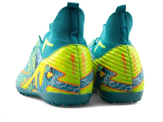 Air Laliga 600 Filet Halısaha Çoraplı - Turkuaz/Altın/Desenli - 3