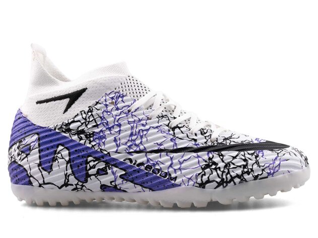 Air Laliga 600 Garson Halısaha Çoraplı - Beyaz/Mor/Desenli - 1