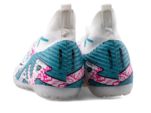 Air Laliga 600 Garson Halısaha Çoraplı - Beyaz/Turkuaz/Desenli - 3