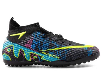 Air Laliga 600 Garson Halısaha Çoraplı - Siyah/Turkuaz/Desenli - 1