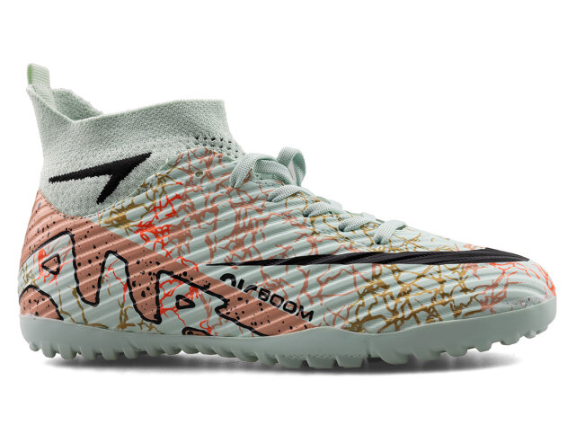 Air Laliga 600 Garson Halısaha Çoraplı - Su Yeşili/Somon/Desenli - 1