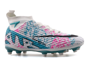 Air Laliga 600 Garson Krampon Çoraplı - Beyaz/Turkuaz/Desenli - 1