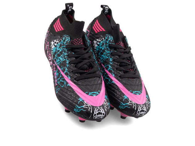 Air Laliga 600 Garson Krampon Çoraplı - Siyah/Fuşya/Desenli - 2