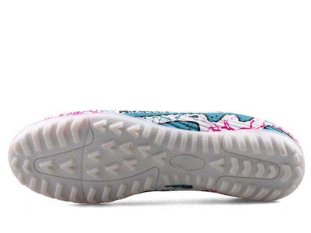 Air Laliga 600 Merdane Halısaha Çoraplı - Beyaz/Turkuaz/Desenli - 4