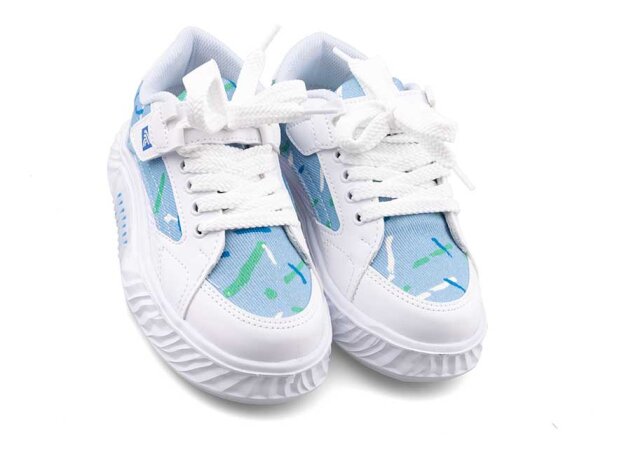 Alessio 055 Patik Keten Işıklı - Beyaz/Mavi B.T - 2