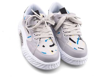 Alessio 055 Patik Keten Işıklı - Buz/Siyah B.T - 2