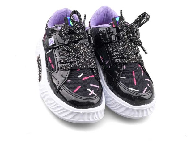 Alessio 055 Patik Keten Işıklı - Siyah/Lila B.T - 2