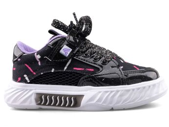 Alessio 055 Patik Keten Işıklı - Siyah/Lila B.T - 1