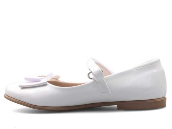 Anıl 023 Taşlı Patik Babet Cilt - Parlak/Beyaz - Anıl Bebe