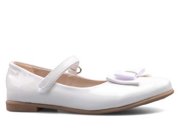 Anıl 023 Taşlı Patik Babet Cilt - Parlak/Beyaz - Anil