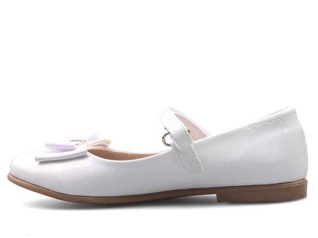 Anıl 023 Taşlı Patik Babet Cilt - Parlak/Beyaz - 2