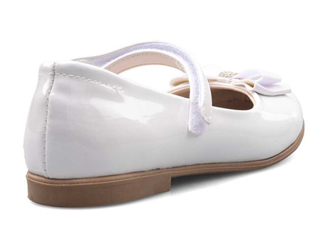 Anıl 023 Taşlı Patik Babet Cilt - Parlak/Beyaz - 3