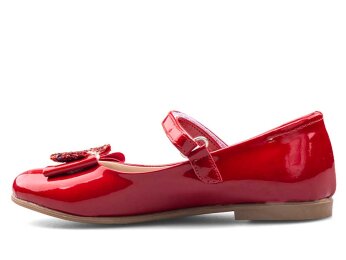 Anıl 023 Taşlı Patik Babet Cilt - Parlak/Kırmızı - Anil