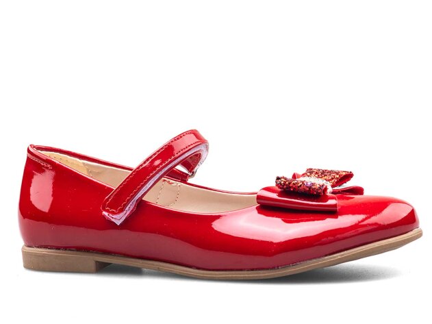 Anıl 023 Taşlı Patik Babet Cilt - Parlak/Kırmızı - 1