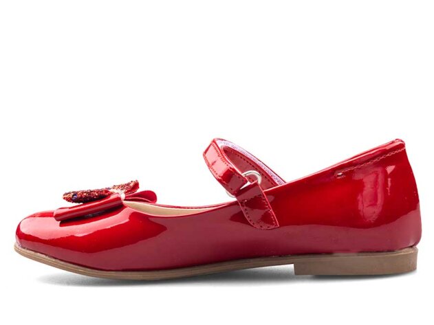 Anıl 023 Taşlı Patik Babet Cilt - Parlak/Kırmızı - 2