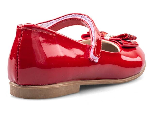 Anıl 023 Taşlı Patik Babet Cilt - Parlak/Kırmızı - 3