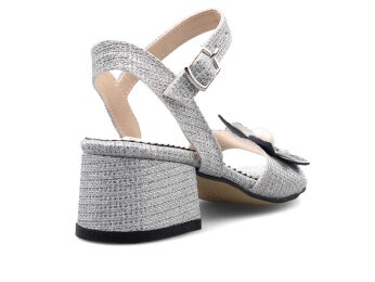 Anıl Çiçekli Filet Ökçeli - Gümüş - 3