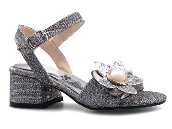 Anıl Çiçekli Filet Ökçeli - Platin - Anil