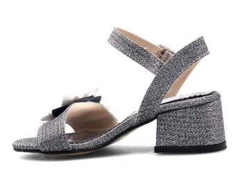 Anıl Çiçekli Filet Ökçeli - Platin - Anil