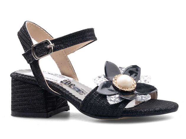 Anıl Çiçekli Filet Ökçeli - Siyah - 1