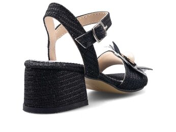 Anıl Çiçekli Filet Ökçeli - Siyah - 3