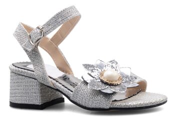 Anıl Çiçekli Patik Ökçeli - Gümüş - Anil