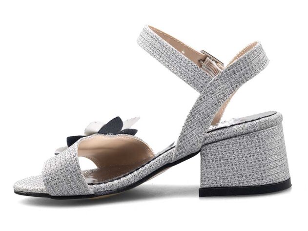 Anıl Çiçekli Patik Ökçeli - Gümüş - 2