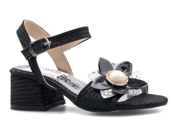 Anıl Çiçekli Patik Ökçeli - Siyah - Anıl Bebe