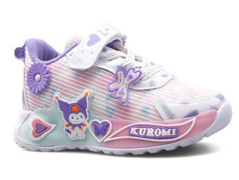 Kuromi 726 Filet-Patik Keten (26-33) - Beyaz/Lila - Kuromi