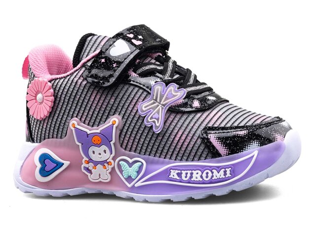 Kuromi 726 Filet-Patik Keten (26-33) - Siyah/Pembe - 1