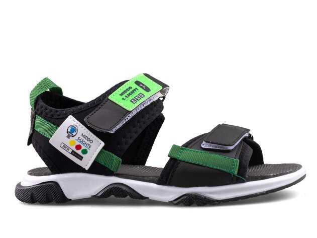 Middo 2023 Filet Şeritli Sandalet - Siyah/Yeşil - 1