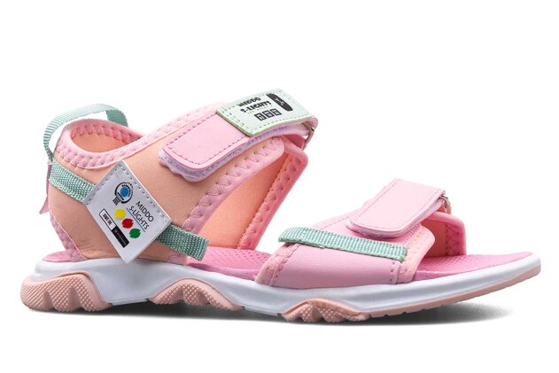 Middo Şeritli Filet Sandalet - Pembe/Yeşil - 1