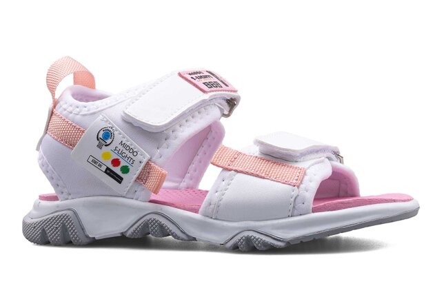 Middo Şeritli Patik Sandalet - Beyaz/Pembe/Gri T - 1