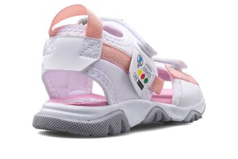 Middo Şeritli Patik Sandalet - Beyaz/Pembe/Gri T - 3
