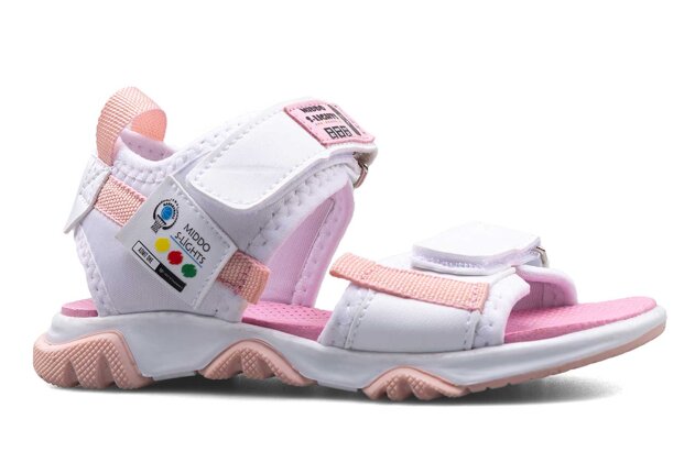 Middo Şeritli Patik Sandalet - Beyaz/Pembe/Pudra T - 1
