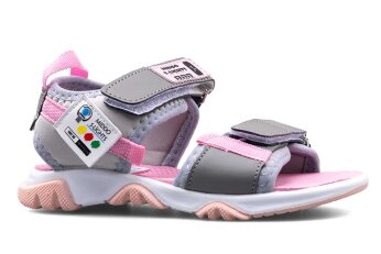 Middo Şeritli Patik Sandalet - Gri/Pembe - Middo
