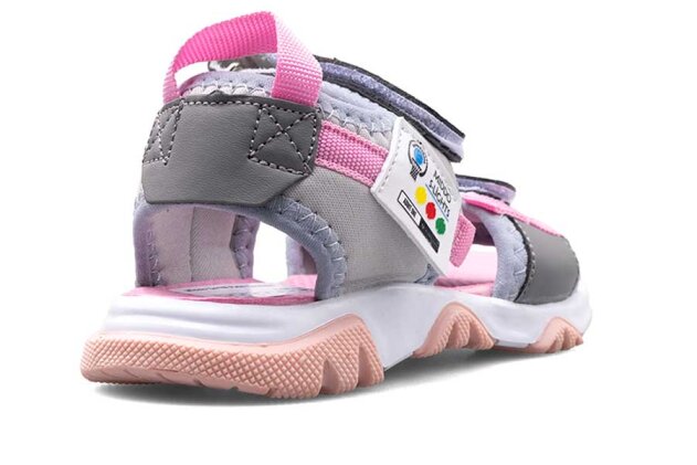Middo Şeritli Patik Sandalet - Gri/Pembe - 3