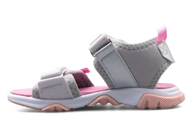 Middo Şeritli Patik Sandalet - Gri/Pembe/Simli - 2