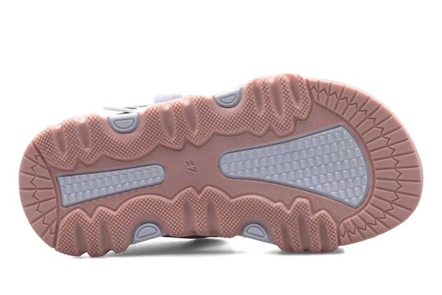 Middo Şeritli Patik Sandalet - Gri/Pembe/Simli - 4