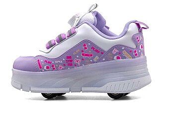 Miniyo Kids 840 Filet Cilt Patenli - Beyaz/Lila - Miniyo Kids