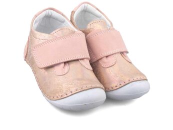 Momy 108 Bebe İlkadım Deri - Pudra/Simli - Momy