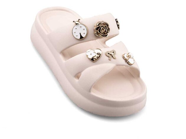 Twingo 510 Zenne Terlik Taşlı - Ekru - 2