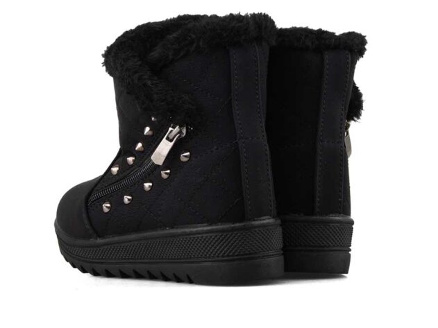 Twingo 6411 Patik Fermuarlı Kürklü Bot - Siyah/Siyah - 7